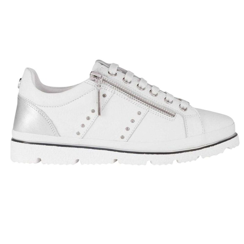 Moda In Pelle Womens/Ladies Brasina Leather Studded Flat Sneakers / White